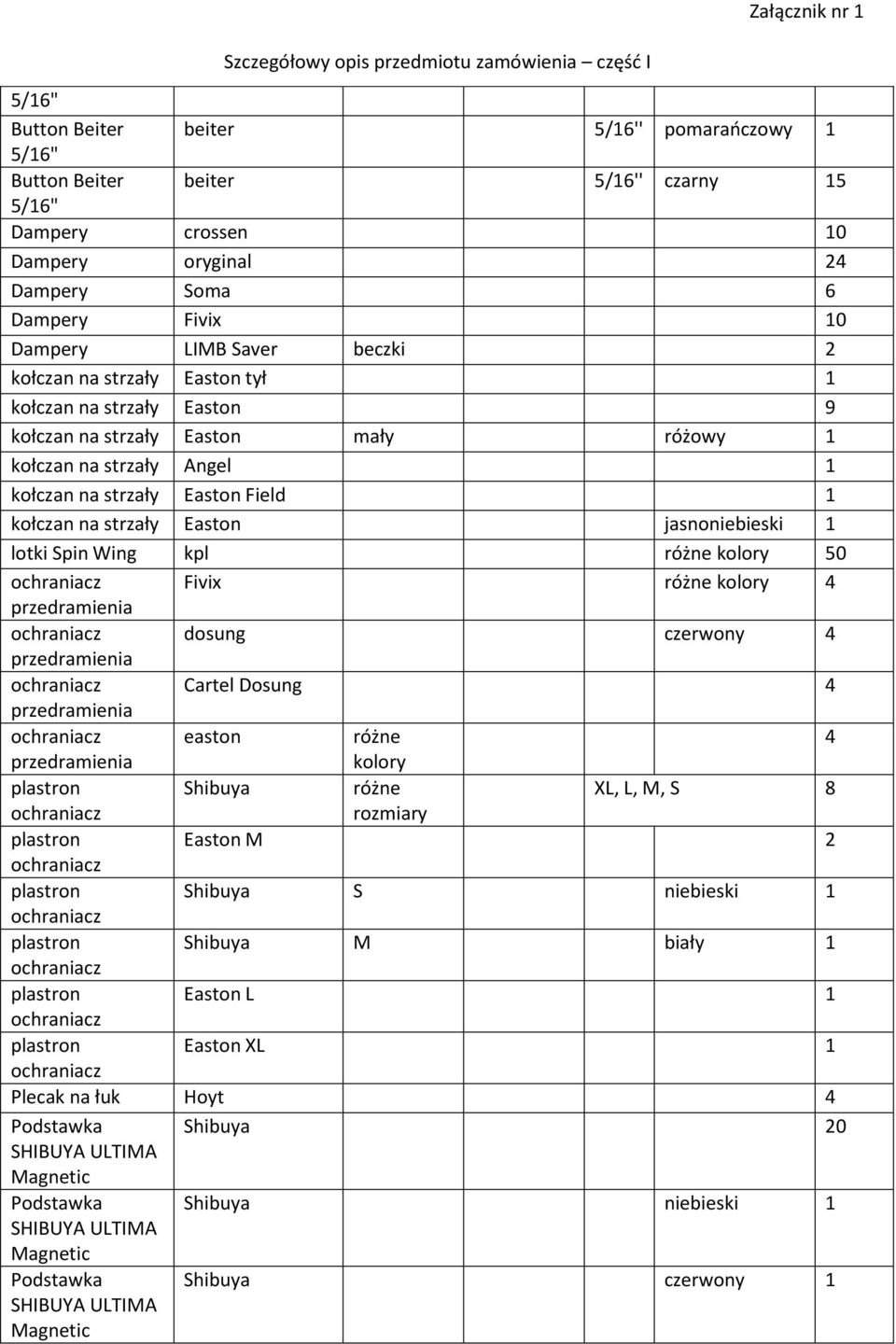 kołczan na strzały Easton Field 1 kołczan na strzały Easton jasnoniebieski 1 lotki Spin Wing kpl 50 Fivix 4 dosung czerwony 4 Cartel Dosung 4 easton 4 Shibuya