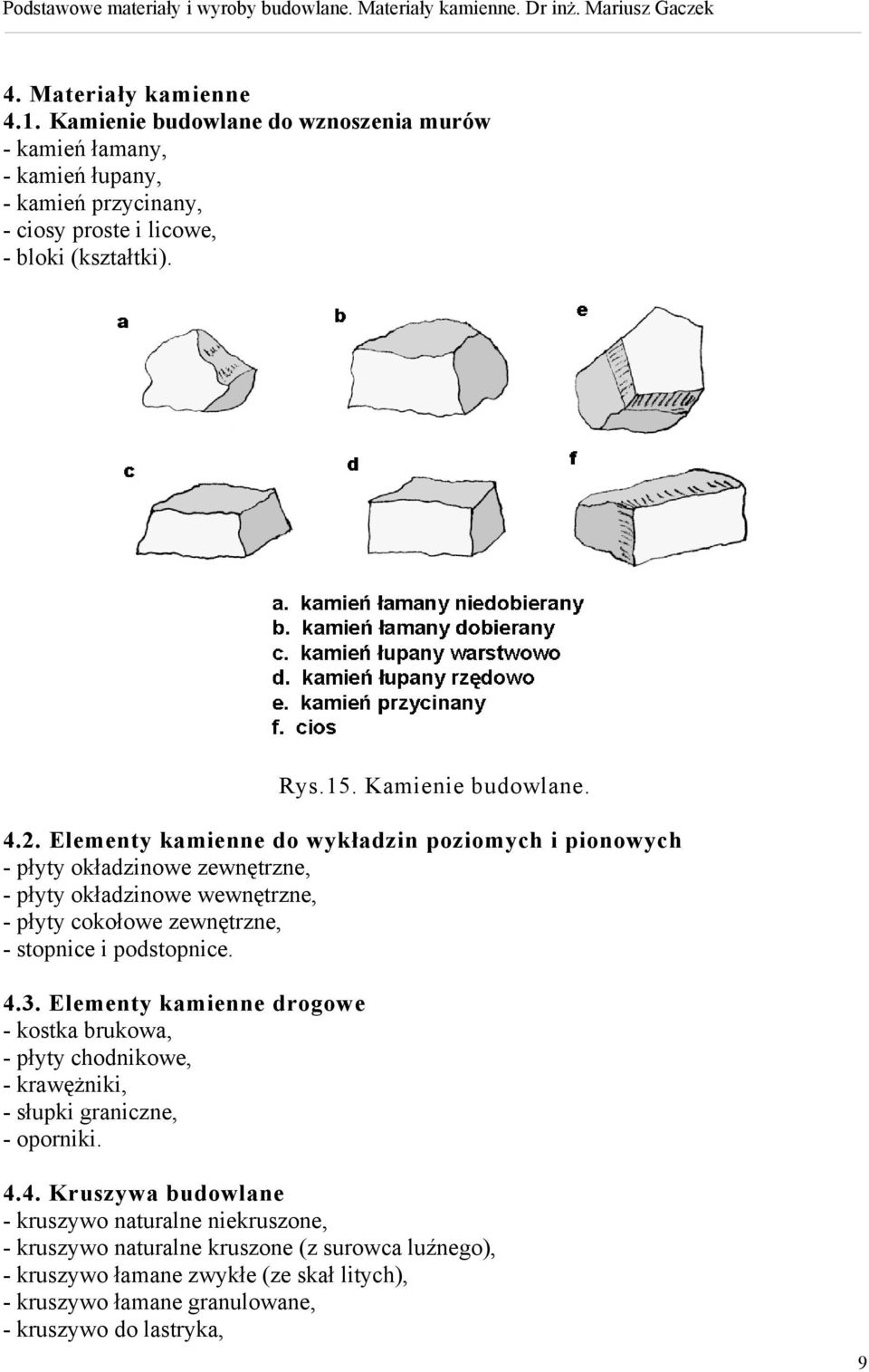 Elementy kamienne do wykładzin poziomych i pionowych - płyty okładzinowe zewnętrzne, - płyty okładzinowe wewnętrzne, - płyty cokołowe zewnętrzne, - stopnice i podstopnice. 4.