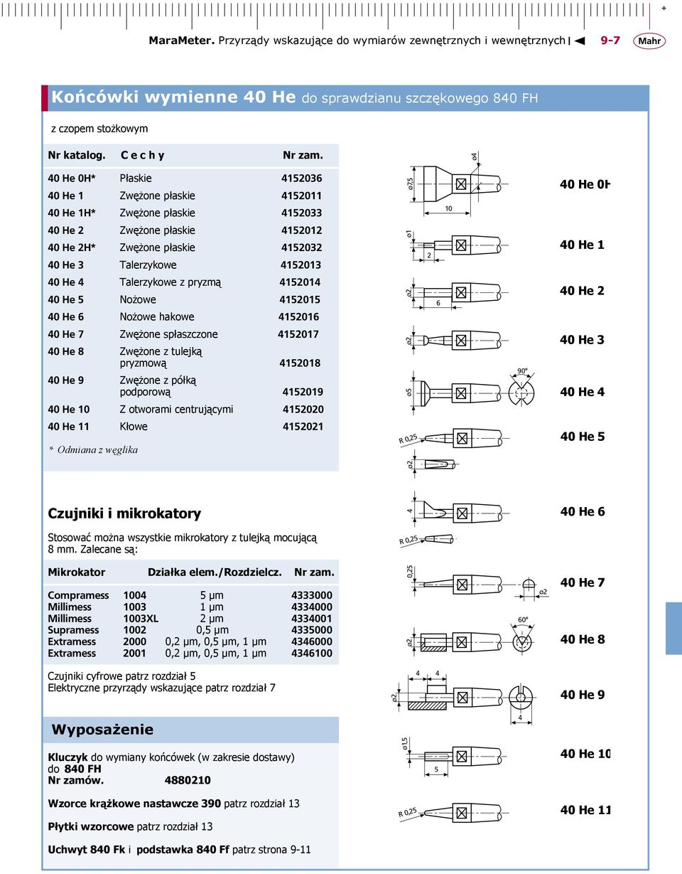 4152013 ø1 2 40 He 1 40 He 4 Talerzykowe z pryzmą 4152014 40 He 5 Nożowe 4152015 40 He 6 Nożowe hakowe 4152016 ø2 6 40 He 2 40 He 7 Zwężone spłaszczone 4152017 40 He 8 Zwężone z tulejką pryzmową