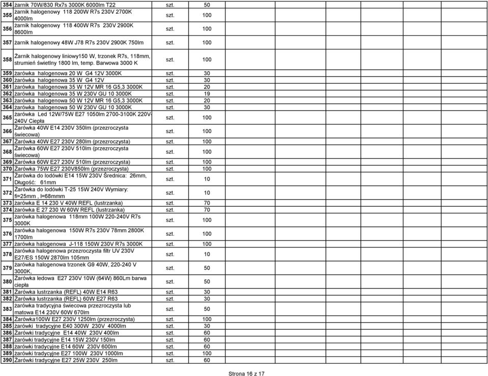 30 360 żarówka halogenowa 35 W G4 12V szt.