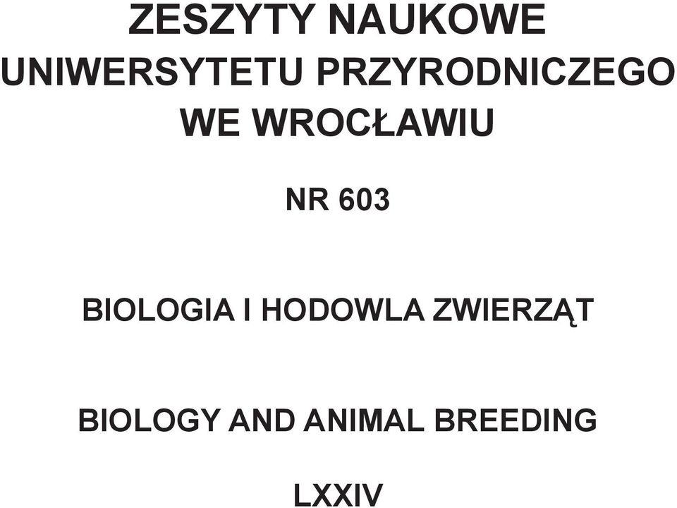 603 Biologia i hodowla zwierząt