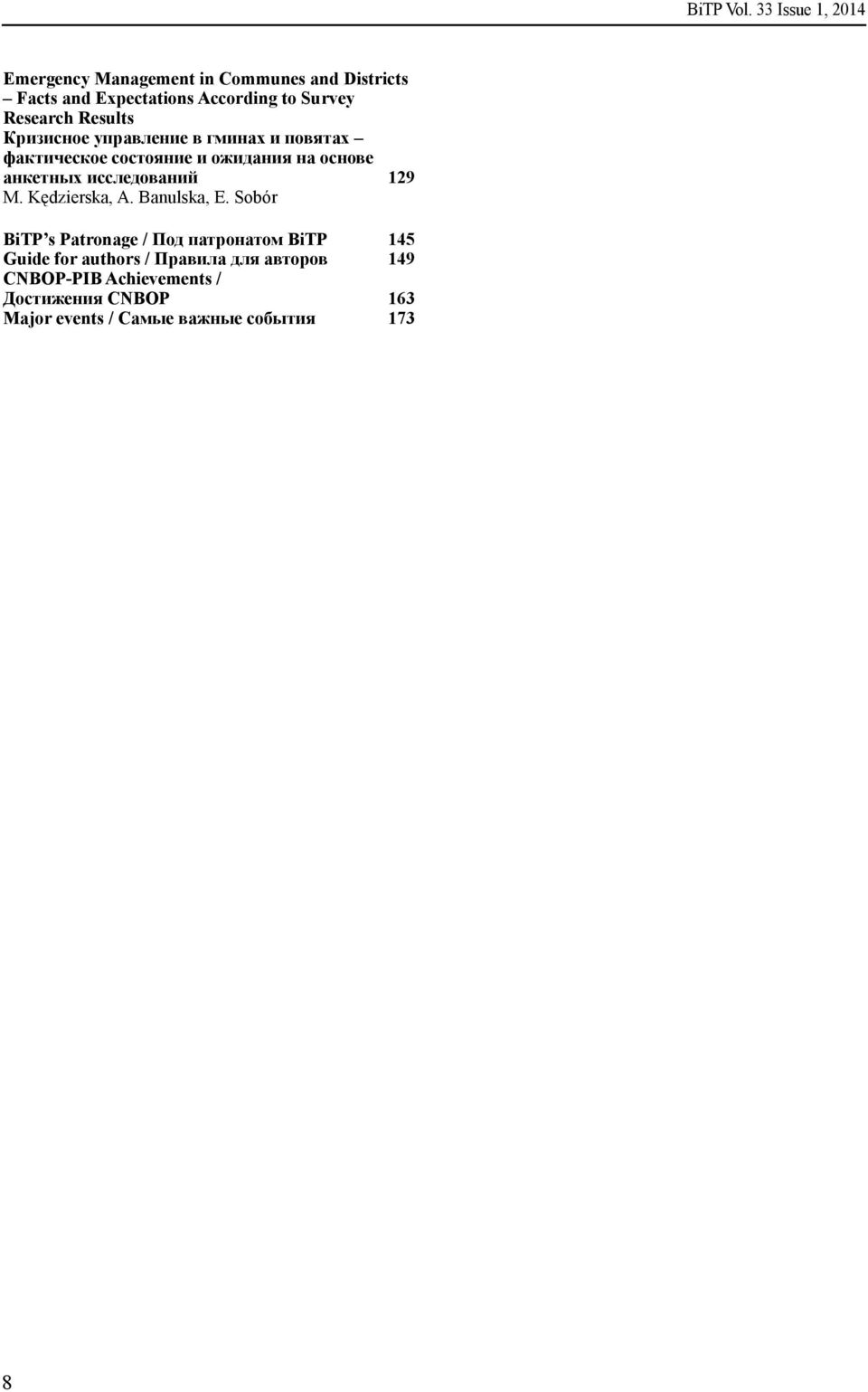 Research Results Кризисное управление в гминах и повятах фактическое состояние и ожидания на основе анкетных