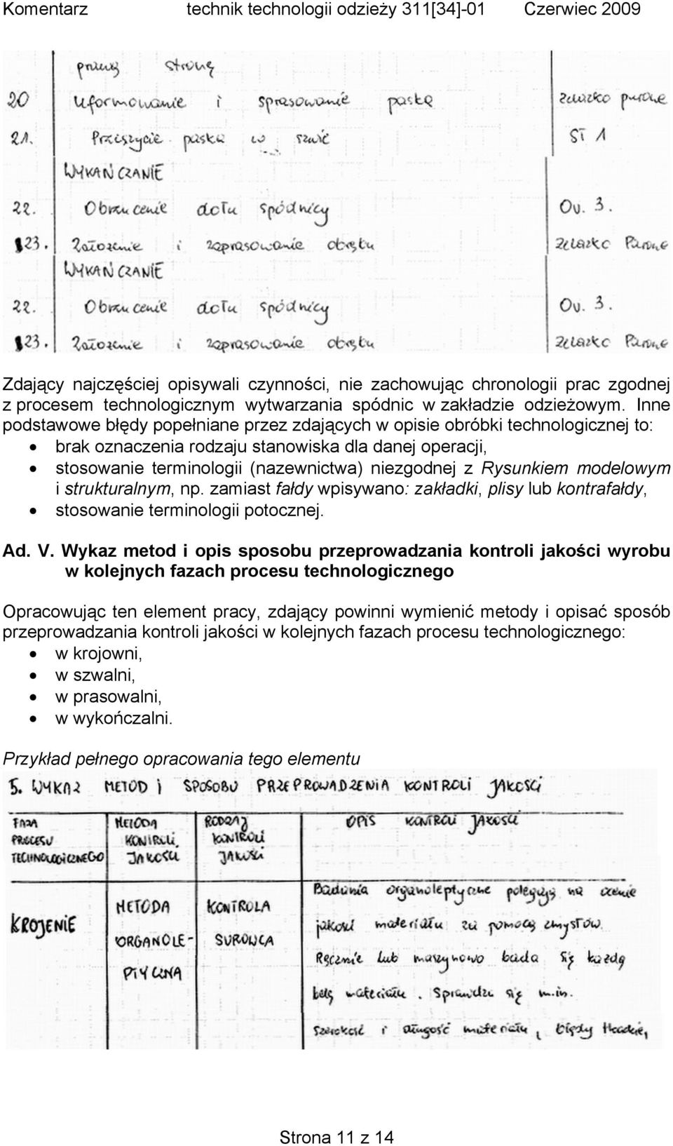 Rysunkiem modelowym i strukturalnym, np. zamiast fałdy wpisywano: zakładki, plisy lub kontrafałdy, stosowanie terminologii potocznej. Ad. V.