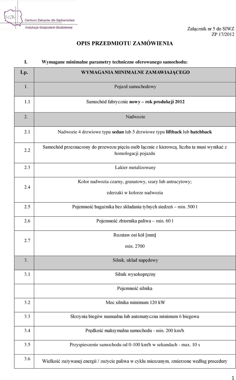 2 Samochód przeznaczony do przewozu pięciu osób łącznie z kierowcą, liczba ta musi wynikać z homologacji pojazdu 2.3 Lakier metalizowany 2.