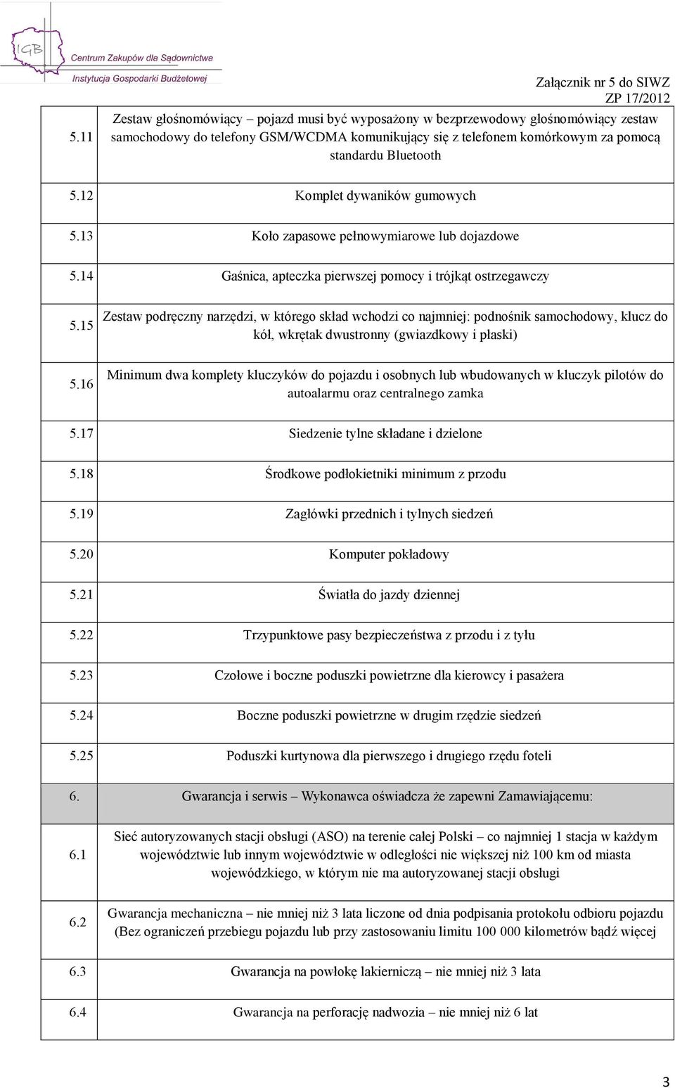 15 Zestaw podręczny narzędzi, w którego skład wchodzi co najmniej: podnośnik samochodowy, klucz do kół, wkrętak dwustronny (gwiazdkowy i płaski) 5.