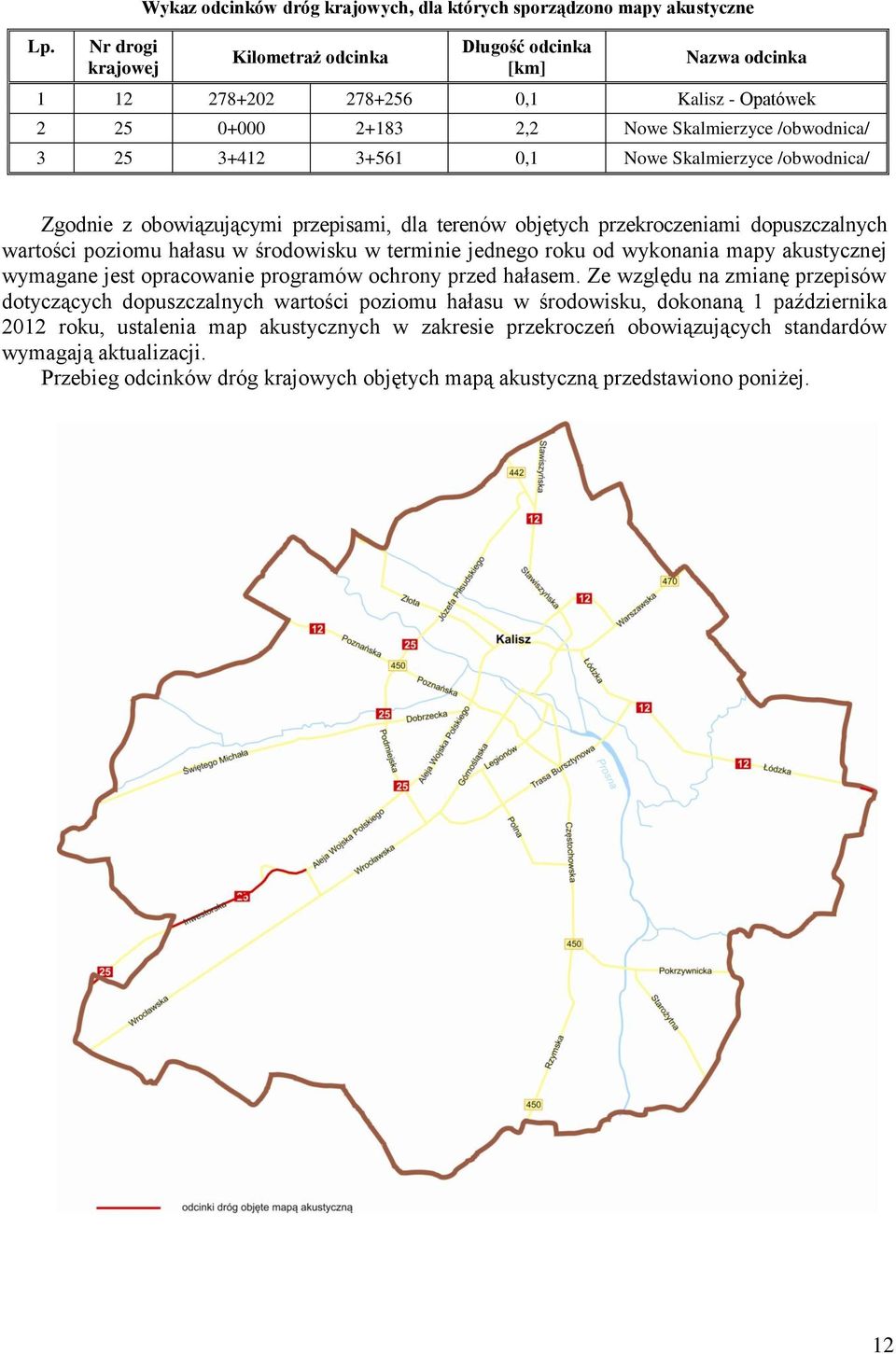 poziomu hałasu w środowisku w terminie jednego roku od wykonania mapy akustycznej wymagane jest opracowanie programów ochrony przed hałasem.