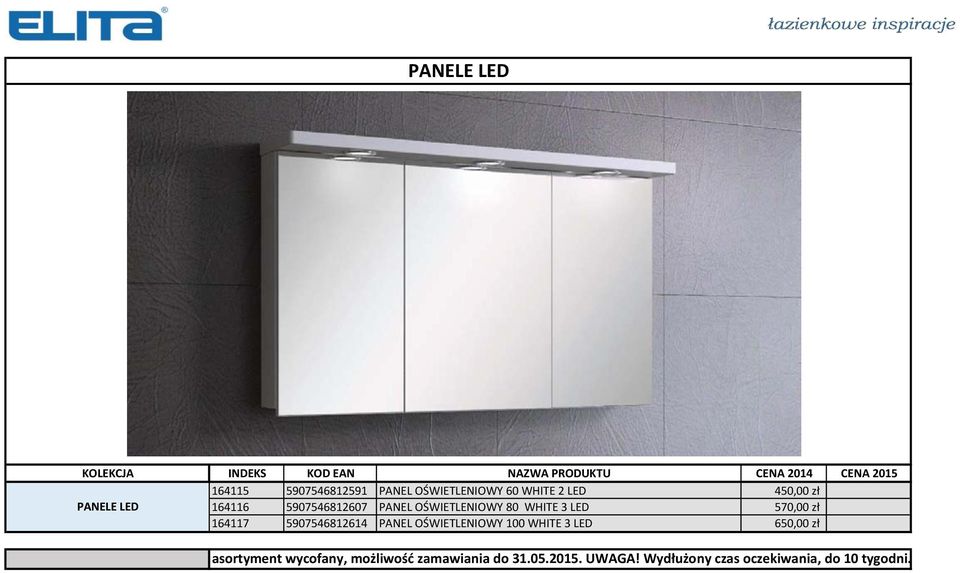 PANEL OŚWIETLENIOWY 80 WHITE 3 LED 570,00 zł 164117