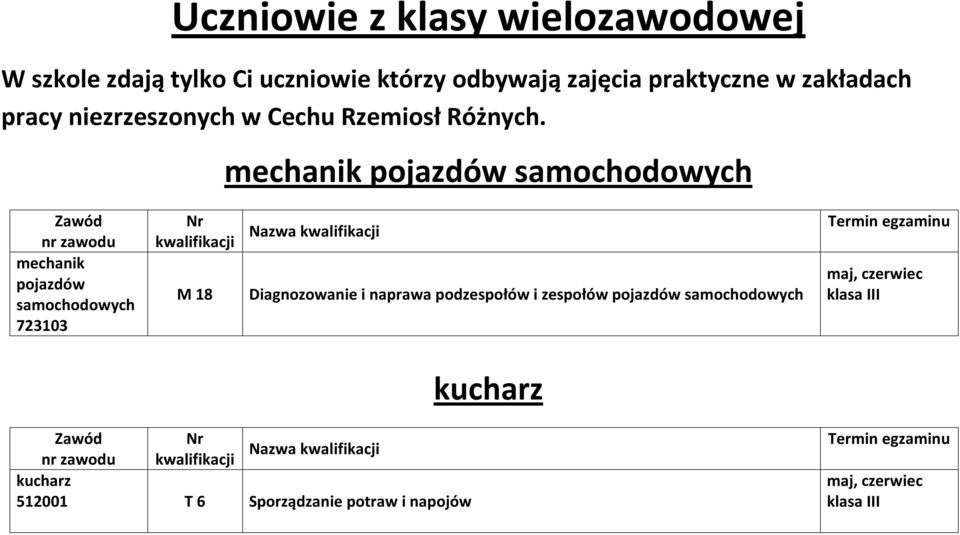 mechanik pojazdów samochodowych mechanik pojazdów samochodowych 723103 M 18 Diagnozowanie