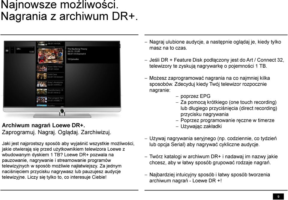 Jaki jest najprostszy sposób aby wyjaśnić wszystkie możliwości, jakie otwierają się przed użytkownikiem telewizora Loewe z wbudowanym dyskiem 1 TB?