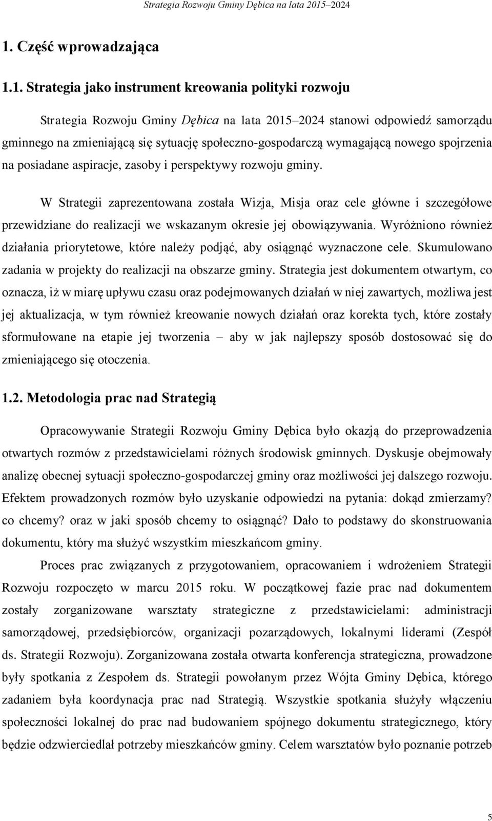 W Strategii zaprezentowana została Wizja, Misja oraz cele główne i szczegółowe przewidziane do realizacji we wskazanym okresie jej obowiązywania.