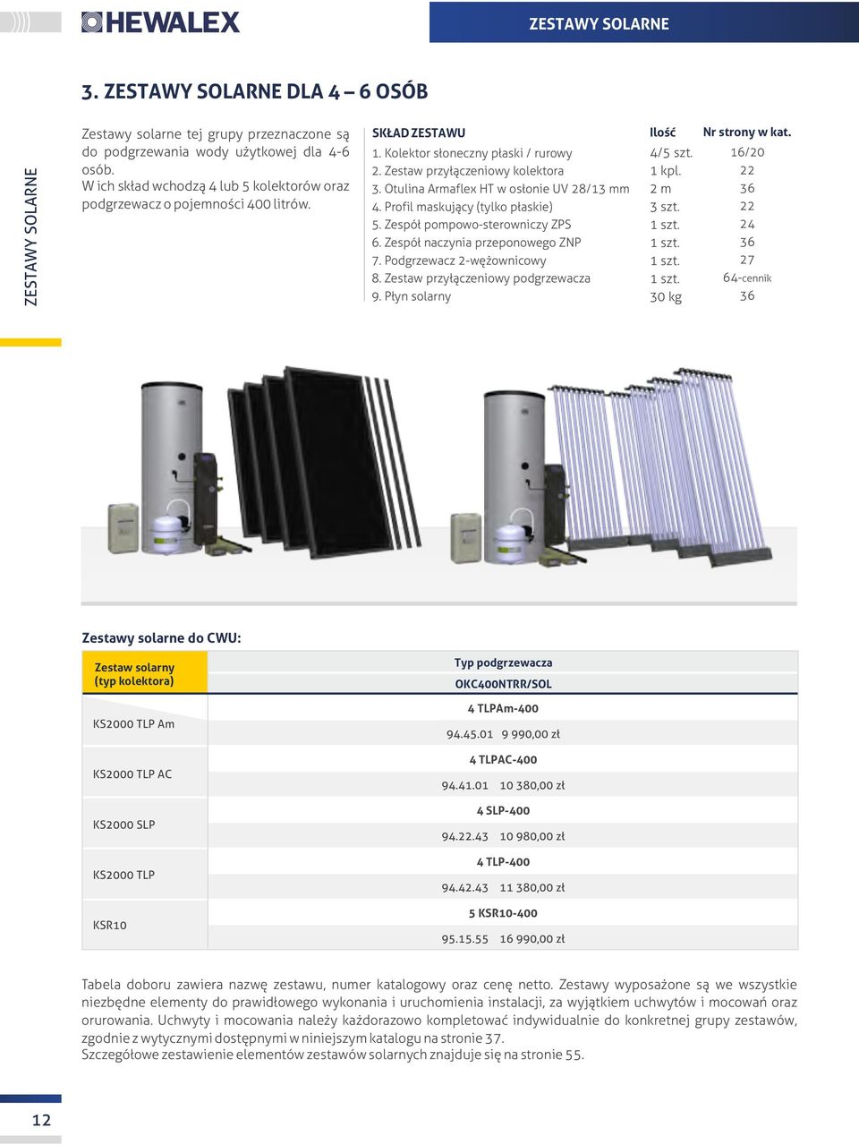 Otulina Armaflex HT w osłonie UV 8/3 mm 4. Profil maskujący (tylko płaskie). Zespół pompowosterowniczy ZPS. Zespół naczynia przeponowego ZNP 7. Podgrzewacz wężownicowy 8.