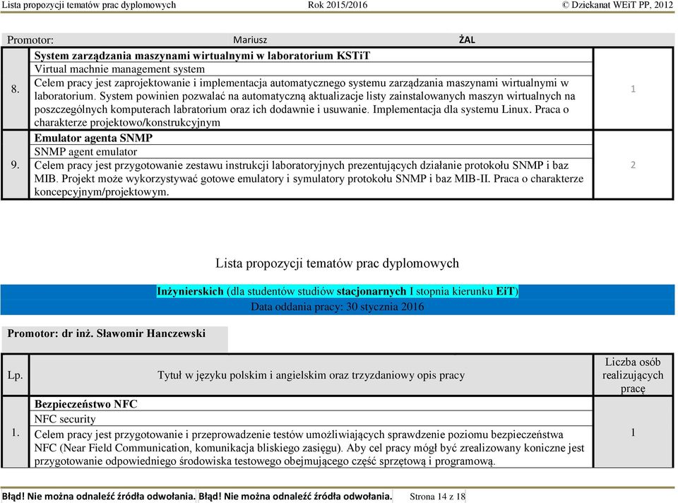 System powinien pozwalać na automatyczną aktualizacje listy zainstalowanych maszyn wirtualnych na poszczególnych komputerach labratorium oraz ich dodawnie i usuwanie. Implementacja dla systemu Linux.