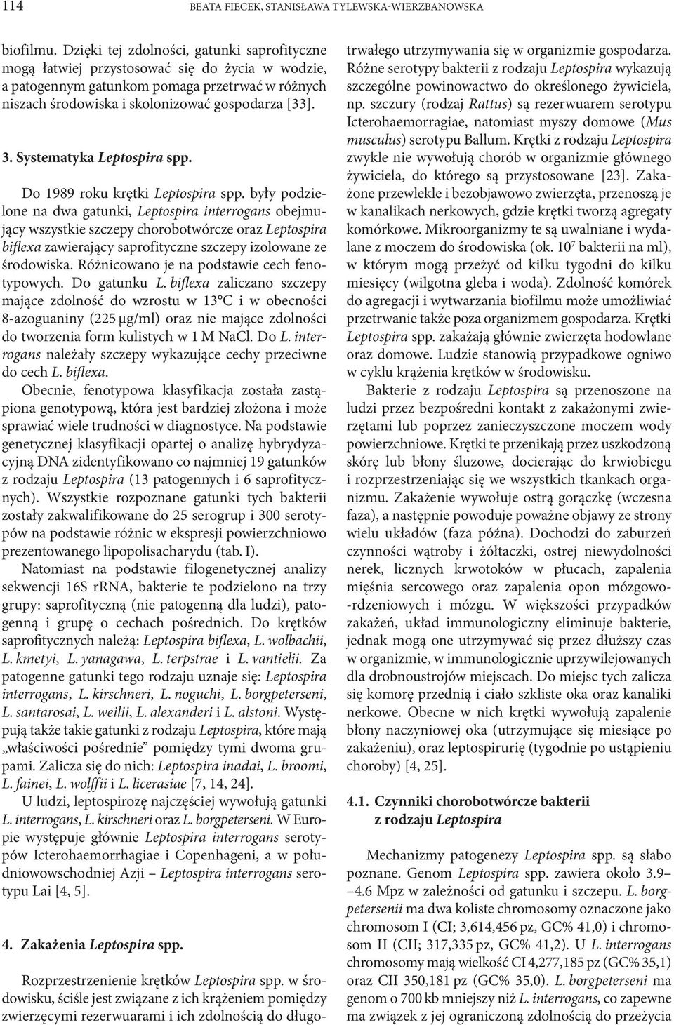 Systematyka Leptospira spp. Do 1989 roku krętki Leptospira spp.