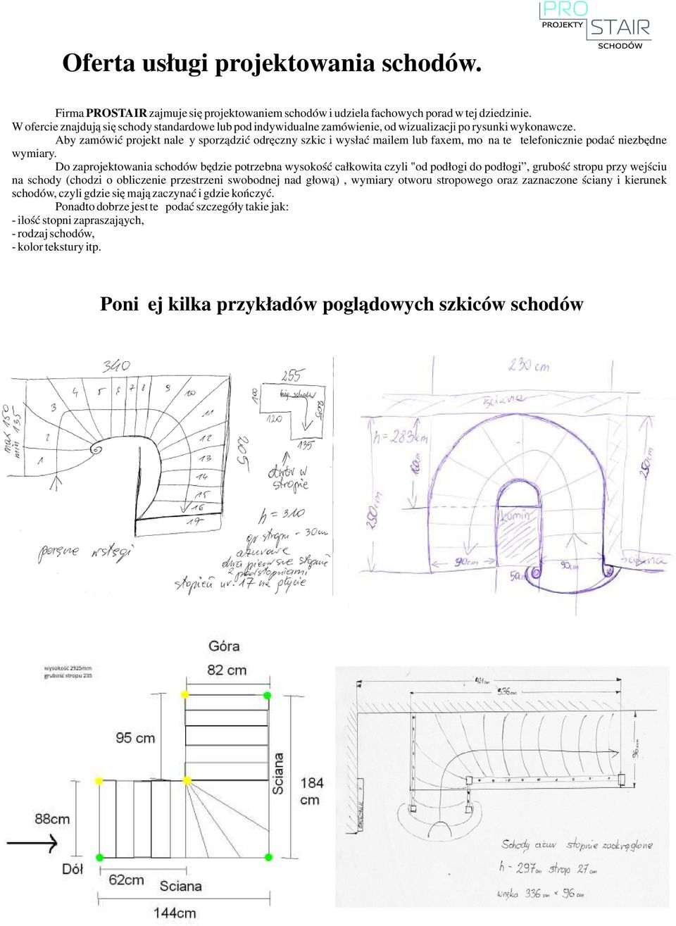 Aby zamówić projekt należy sporządzić odręczny szkic i wysłać mailem lub faxem, można też telefonicznie podać niezbędne wymiary.