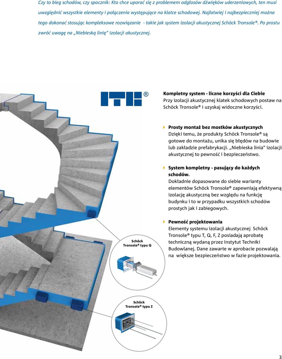 Kompletny system - liczne korzyści dla Ciebie Przy izolacji akustycznej klatek schodowych postaw na Schöck Tronsole i uzyskaj widoczne korzyści.