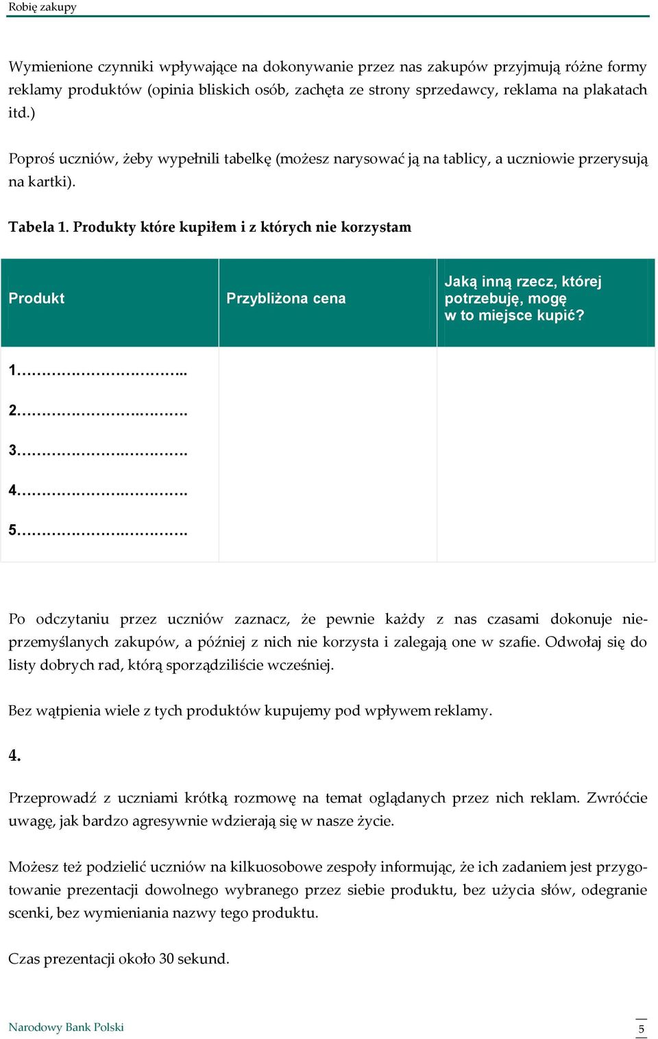 Produkty które kupiłem i z których nie korzystam Produkt Przybliżona cena Jaką inną rzecz, której potrzebuję, mogę w to miejsce kupić? 1.. 2.. 3.. 4.. 5.