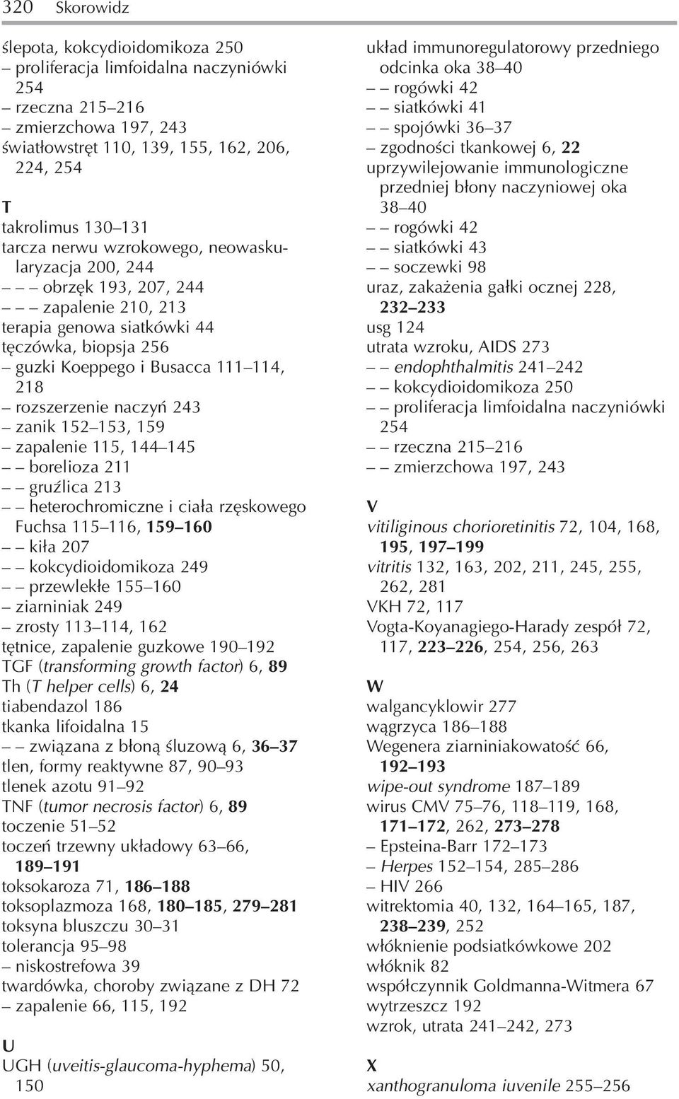 zanik 152 153, 159 zapalenie 115, 144 145 borelioza 211 gruźlica 213 heterochromiczne i ciała rzęskowego Fuchsa 115 116, 159 160 kiła 207 kokcydioidomikoza 249 przewlekłe 155 160 ziarniniak 249