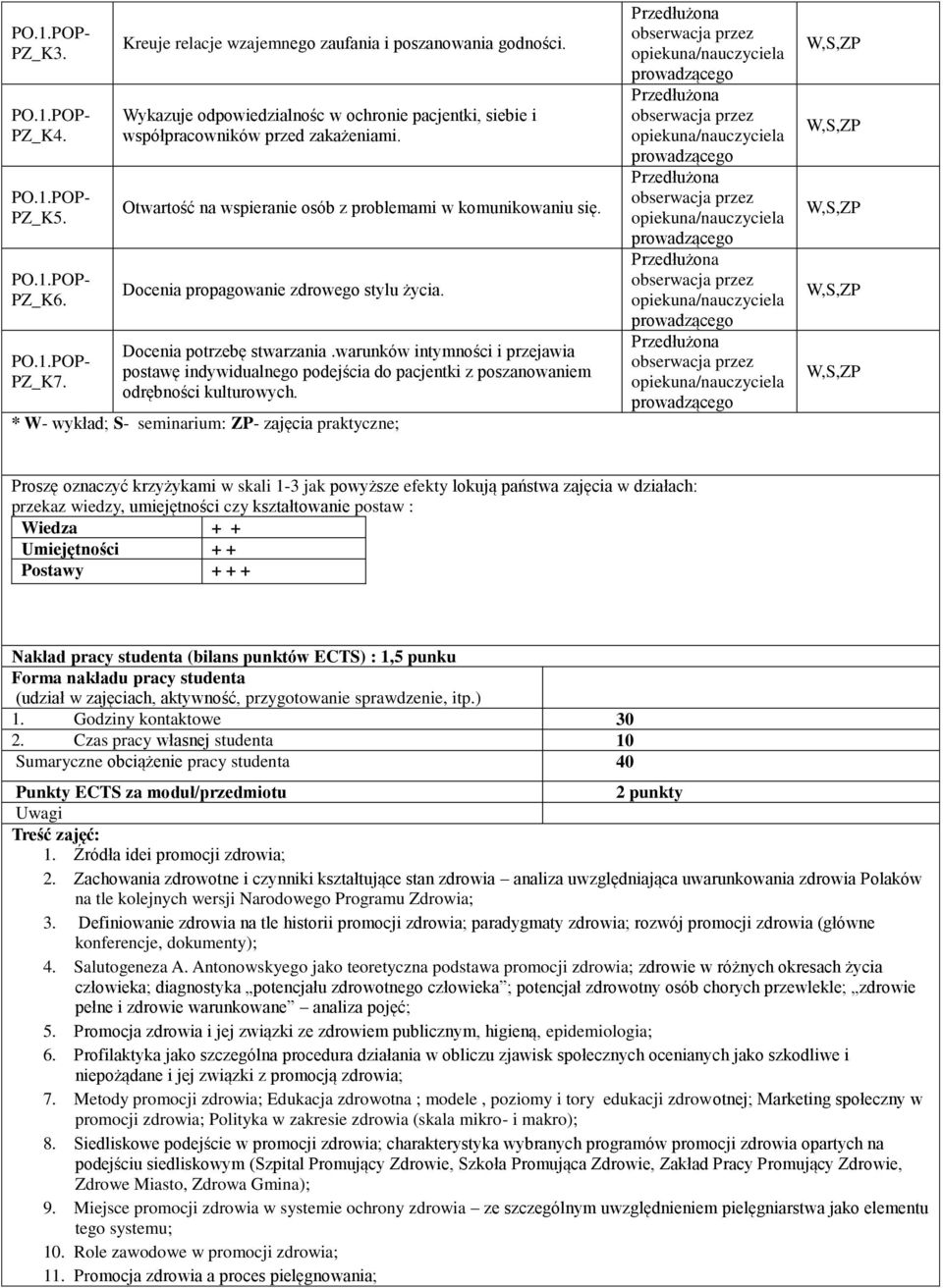 warunków intymności i przejawia postawę indywidualnego podejścia do pacjentki z poszanowaniem odrębności kulturowych.