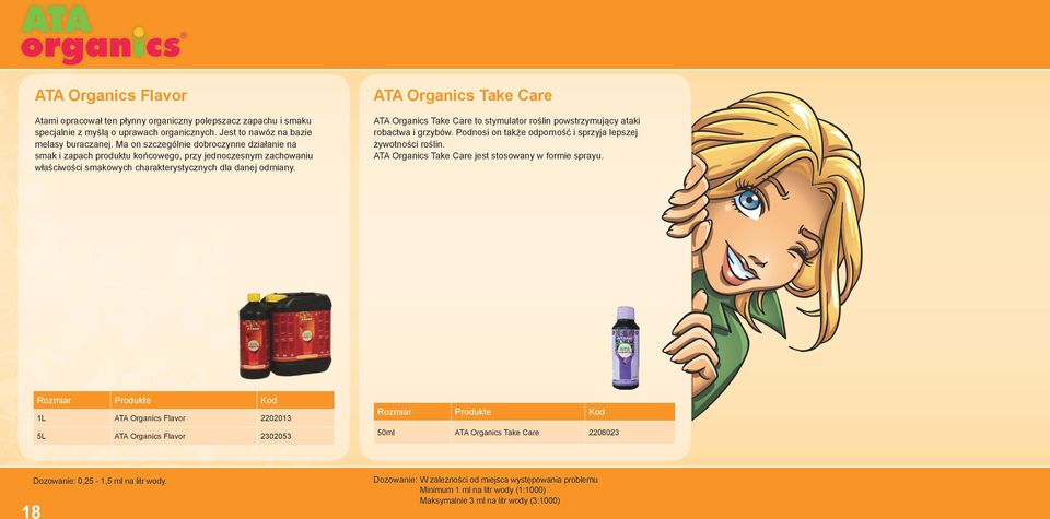 ATA Organics Take Care ATA Organics Take Care to stymulator roślin powstrzymujący ataki robactwa i grzybów. Podnosi on także odporność i sprzyja lepszej żywotności roślin.