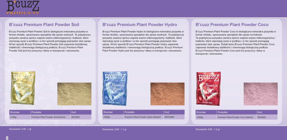 W ten sposób B cuzz Premium Plant Powder Soil zapewnia dodatkową stabilność i równowagę biologiczną podłoża. B cuzz Premium Plant Powder Soil jest też poręczny i łatwy w transporcie i stosowaniu.