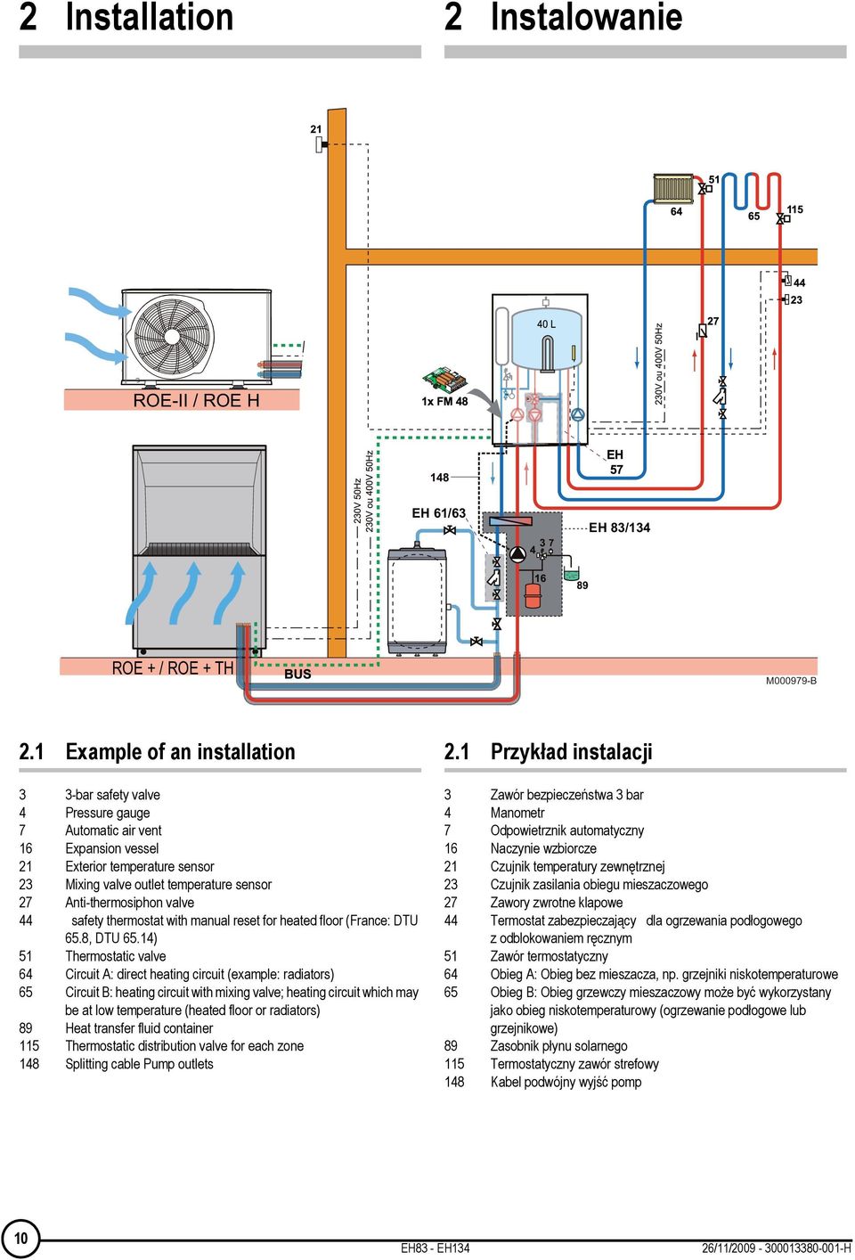 valve 44 safety thermostat with manual reset for heated floor (France: DTU 65.8, DTU 65.