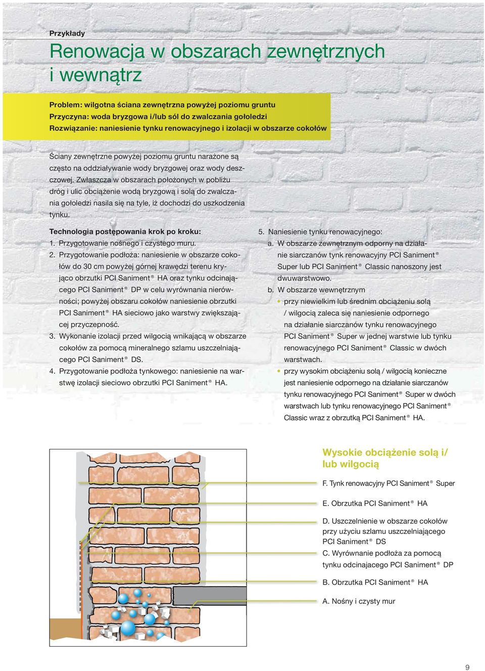 Zwłaszcza w obszarach położonych w pob l iżu dróg i ulic obciążenie wodą bryzgową i solą do zwalczania gołoledzi nasila się na tyle, iż dochodzi do uszkodzenia tynku.