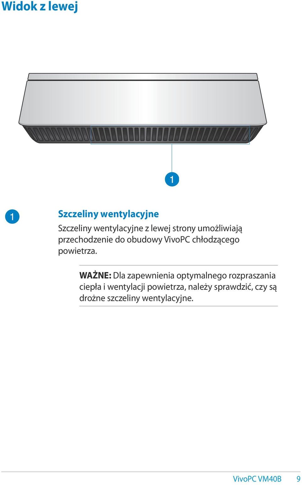 WAŻNE: Dla zapewnienia optymalnego rozpraszania ciepła i wentylacji