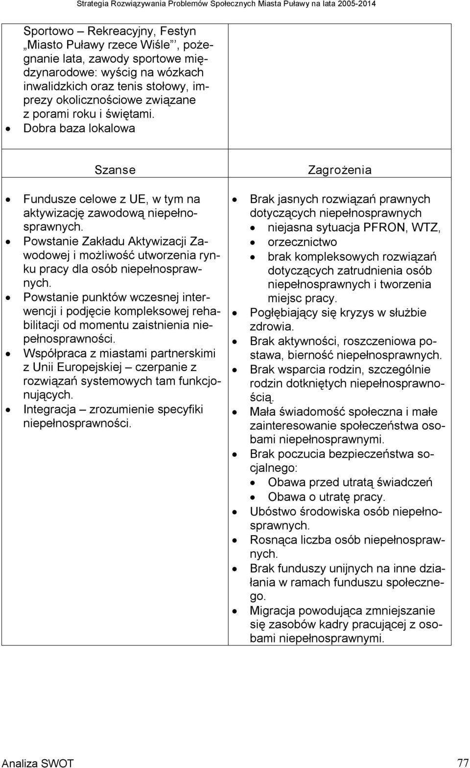 Powstanie Zakładu Aktywizacji Zawodowej i możliwość utworzenia rynku pracy dla osób niepełnosprawnych.