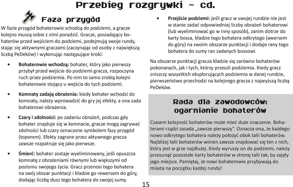 Bohaterowie wchodzą: bohater, który jako pierwszy przybył przed wejście do podziemi gracza, rozpoczyna ruch przez podziemia.