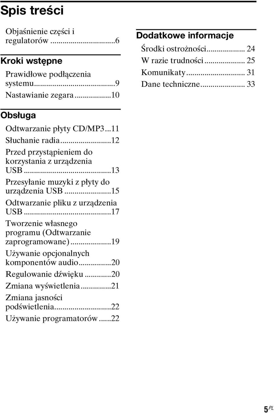 ..12 Przed przystąpieniem do korzystania z urządzenia USB...13 Przesyłanie muzyki z płyty do urządzenia USB...15 Odtwarzanie pliku z urządzenia USB.