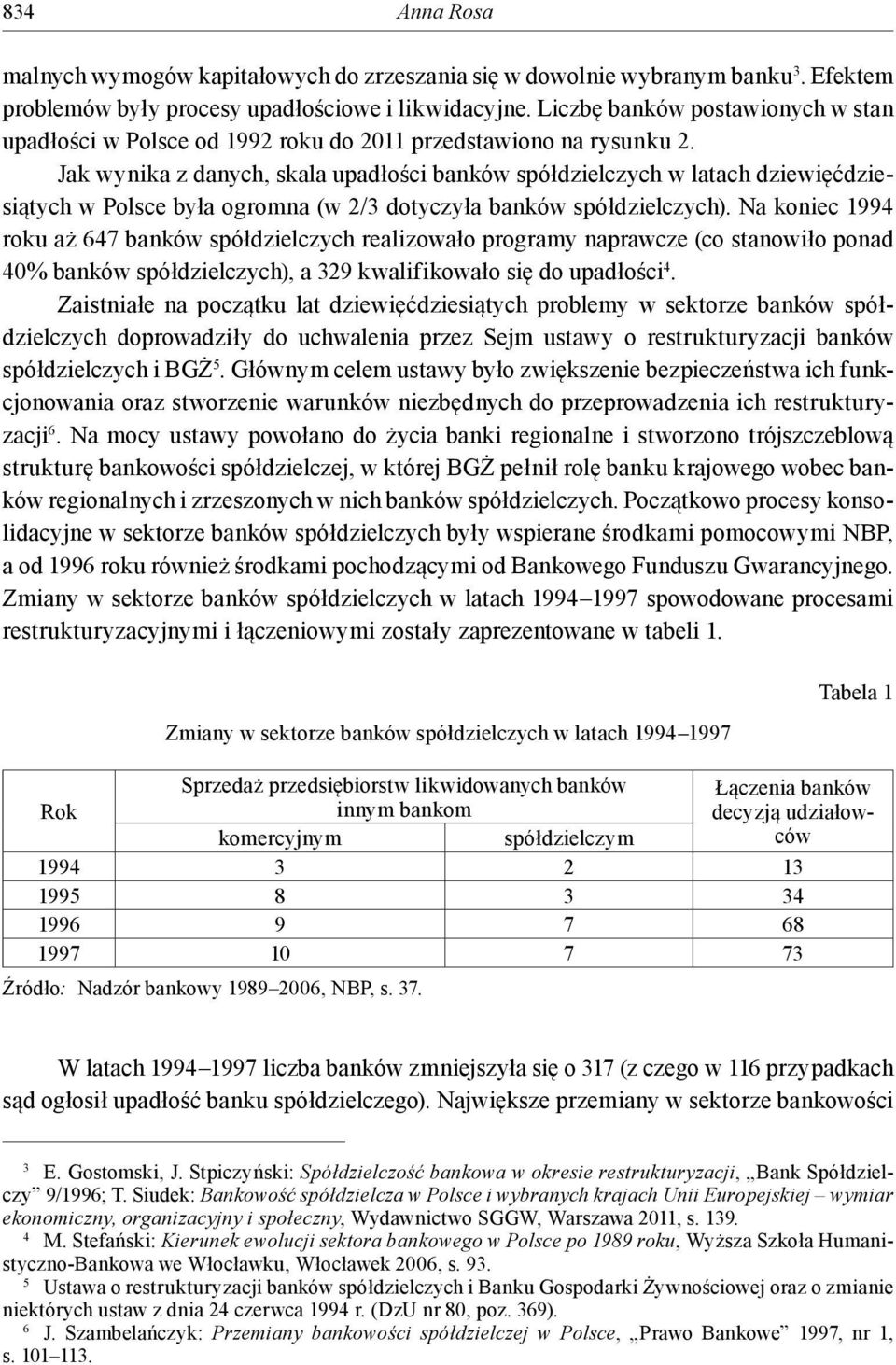 Jak wynika z danych, skala upadłości banków spółdzielczych w latach dziewięćdziesiątych w Polsce była ogromna (w 2/3 dotyczyła banków spółdzielczych).