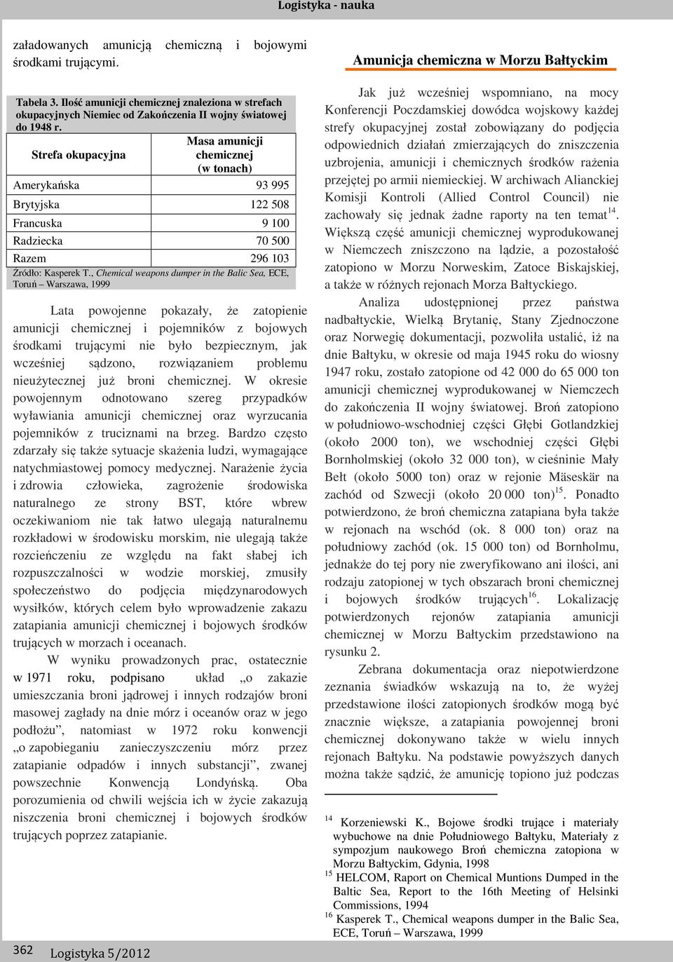 , Chemical weapons dumper in the Balic Sea, ECE, Toruń Warszawa, 1999 Lata powojenne pokazały, że zatopienie amunicji chemicznej i pojemników z bojowych środkami trującymi nie było bezpiecznym, jak
