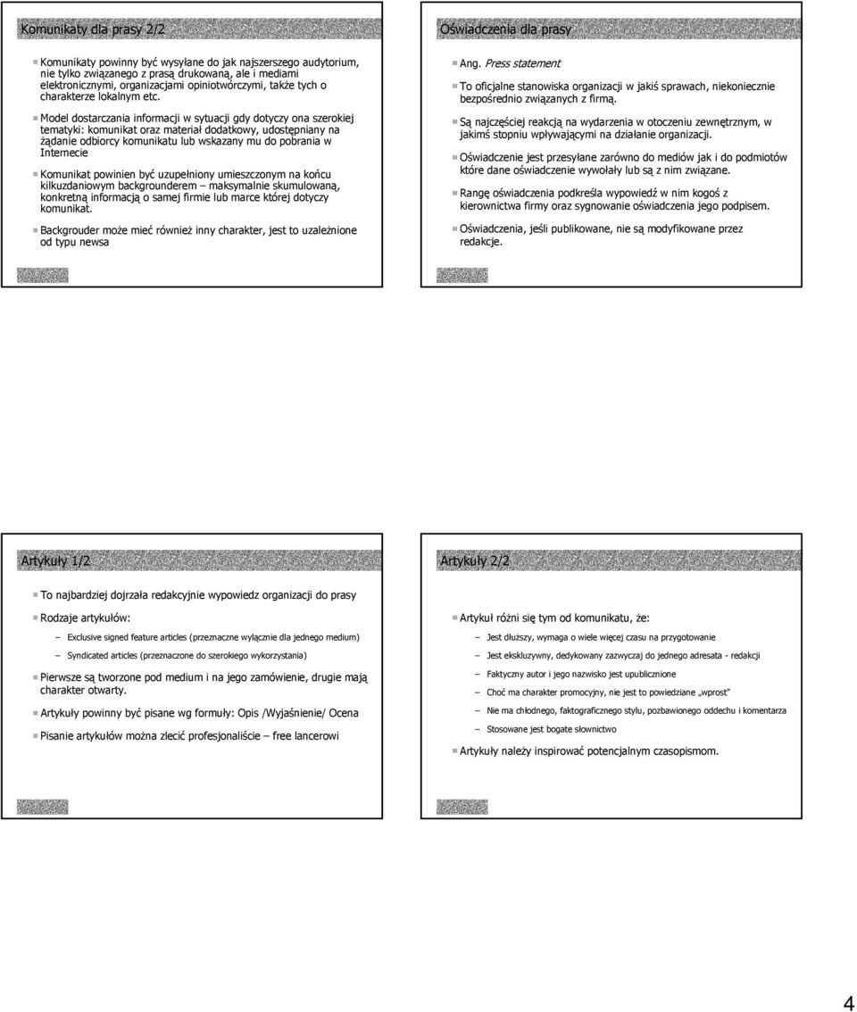 Model dostarczania informacji w sytuacji gdy dotyczy ona szerokiej tematyki: komunikat oraz materiał dodatkowy, udostępniany na żądanie odbiorcy komunikatu lub wskazany mu do pobrania w Internecie