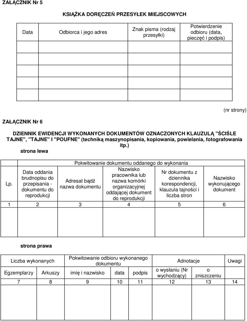 ) strona lewa oddania brudnopisu do przepisania - do reprodukcji Pokwitowanie oddanego do wykonania Nazwisko pracownika lub nazwa komórki organizacyjnej oddającej do reprodukcji Adresat bądź nazwa Nr