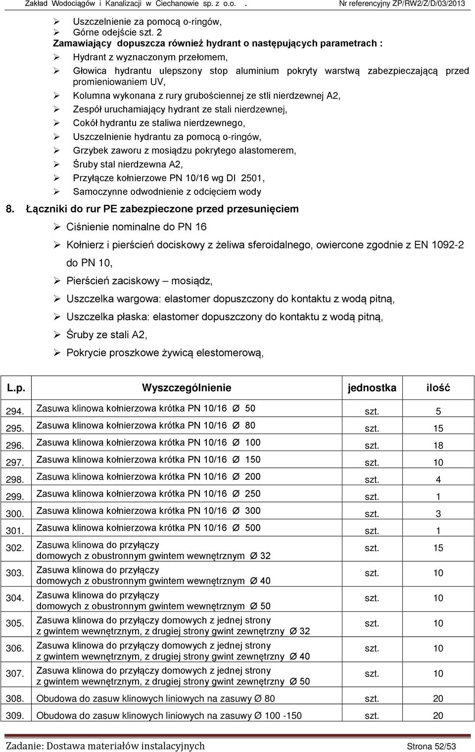 UV, Kolumna wykonana z rury grubościennej ze stli nierdzewnej A2, Zespół uruchamiający hydrant ze stali nierdzewnej, Cokół hydrantu ze staliwa nierdzewnego, Uszczelnienie hydrantu za pomocą o-ringów,