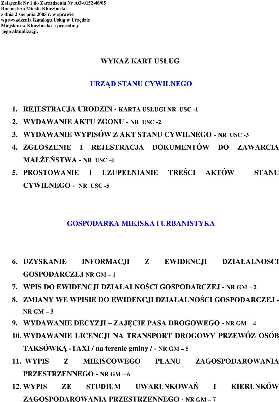 WYDAWANIE AKTU ZGONU - NR USC -2 3. WYDAWANIE WYPISÓW Z AKT STANU CYWILNEGO - NR USC -3 4. ZGŁOSZENIE I REJESTRACJA DOKUMENTÓW DO ZAWARCIA MAŁśEŃSTWA - NR USC -4 5.