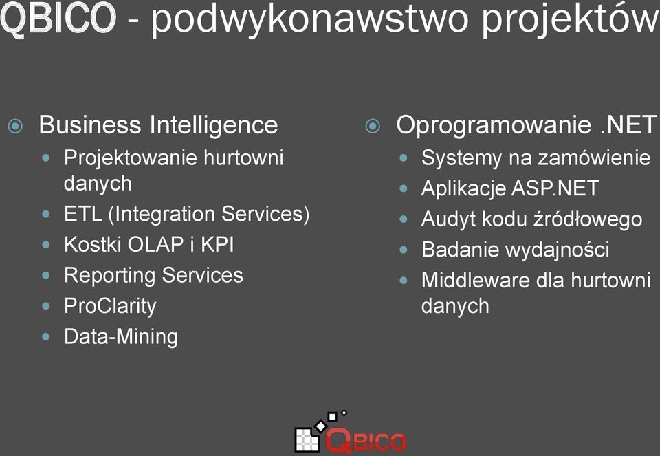 Services ProClarity Data-Mining Oprogramowanie.