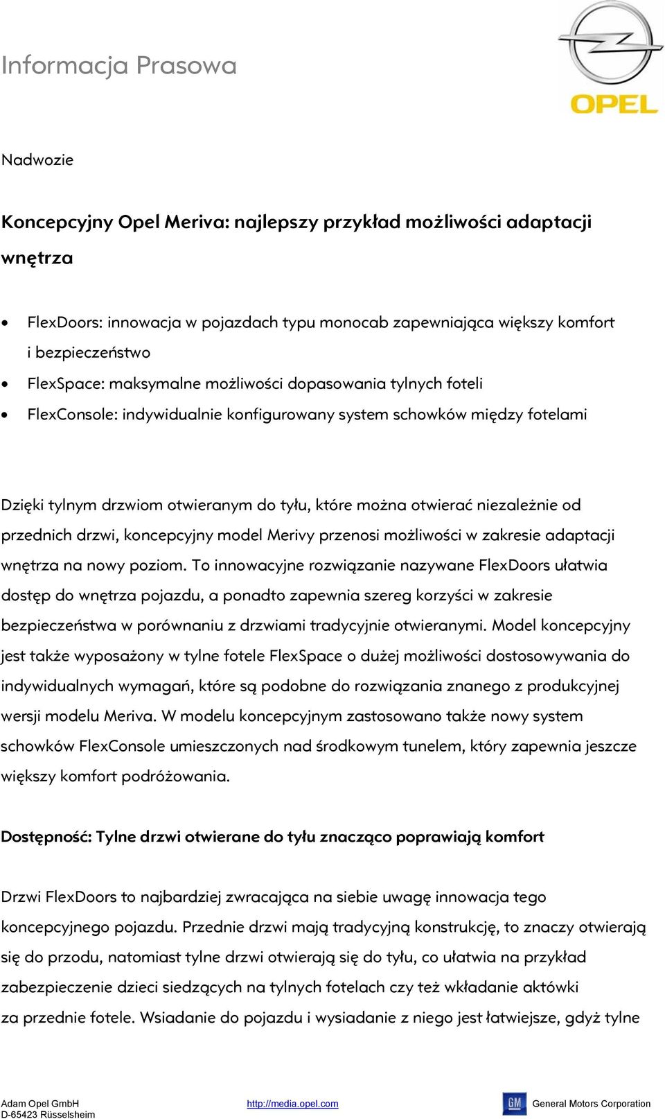 niezależnie od przednich drzwi, koncepcyjny model Merivy przenosi możliwości w zakresie adaptacji wnętrza na nowy poziom.