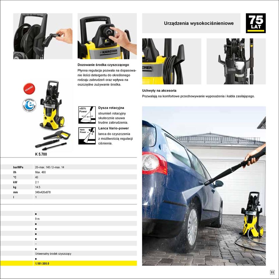 EFFICIENCY ENER G Y WATER TIME Dysza rotacyjna strumień rotacyjny skutecznie usuwa trudne zabrudzenia.