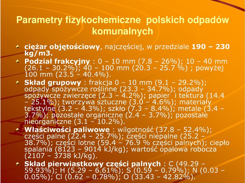 1%); tworzywa sztuczne (3.0 4.6%); materiały tekstylne (3.2 4.3%); szkło (7.3 8.4%); metale (3.4 3.7%); pozostałe organiczne (2.4 3.7%); pozostałe nieorganiczne (3.1 10.2%).