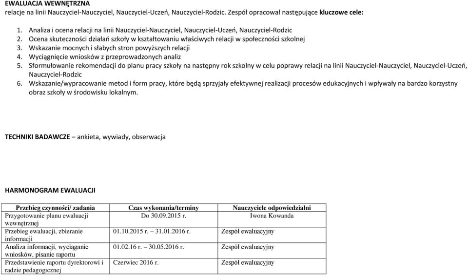 Wskazanie mocnych i słabych stron powyższych relacji 4. Wyciągnięcie wniosków z przeprowadzonych analiz 5.