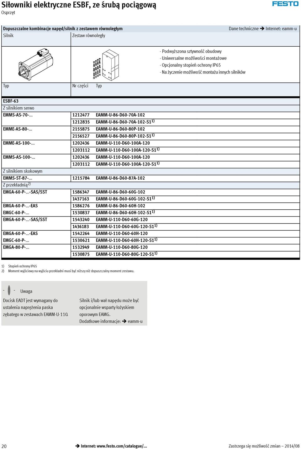 .. 1212477 EAMM-U-86-D60-70A-102 1212835 EAMM-U-86-D60-70A-102-S1 1) EMME-AS-80-... 2155875 EAMM-U-86-D60-80P-102 2156527 EAMM-U-86-D60-80P-102-S1 1) EMME-AS-100-.