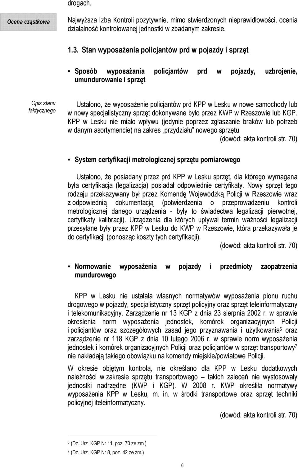 KPP w Lesku w nowe samochody lub w nowy specjalistyczny sprzęt dokonywane było przez KWP w Rzeszowie lub KGP.