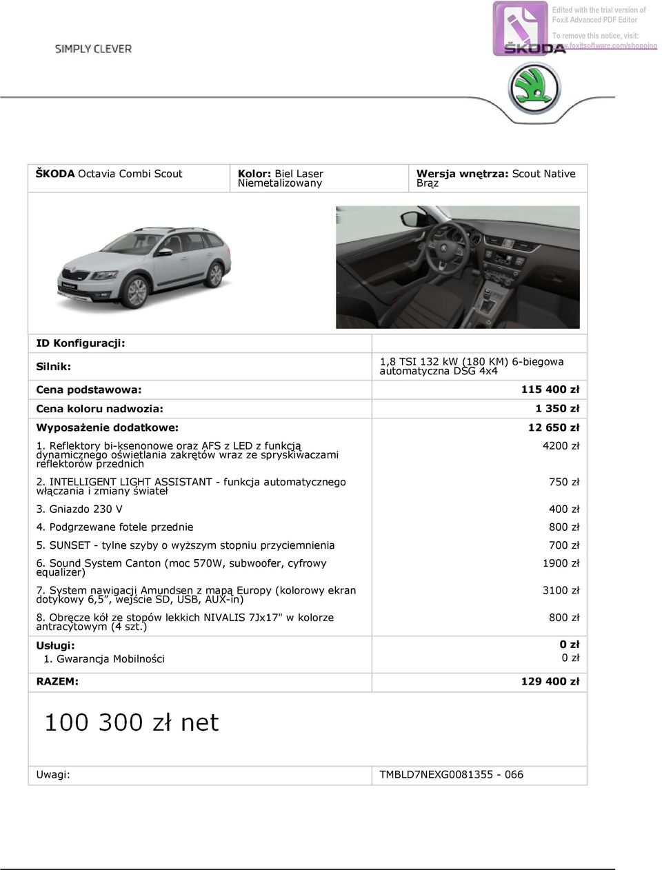 INTELLIGENT LIGHT ASSISTANT - funkcja automatycznego włączania i zmiany świateł 1,8 TSI 132 kw (180 KM) 6-biegowa automatyczna DSG 4x4 115 40 1 35 12 65 420 75 3. Gniazdo 230 V 40 4.