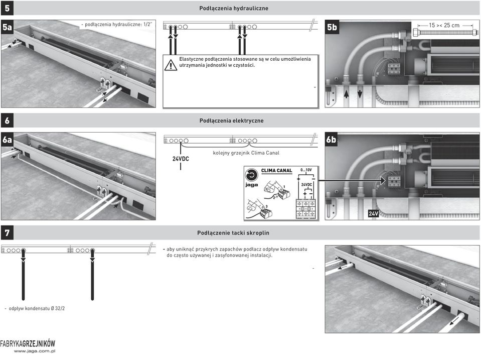- 6 Podłączenia elektryczne 6a 6b 24VDC kolejny grzejnik Clima Canal CLIMA CANAL 0.