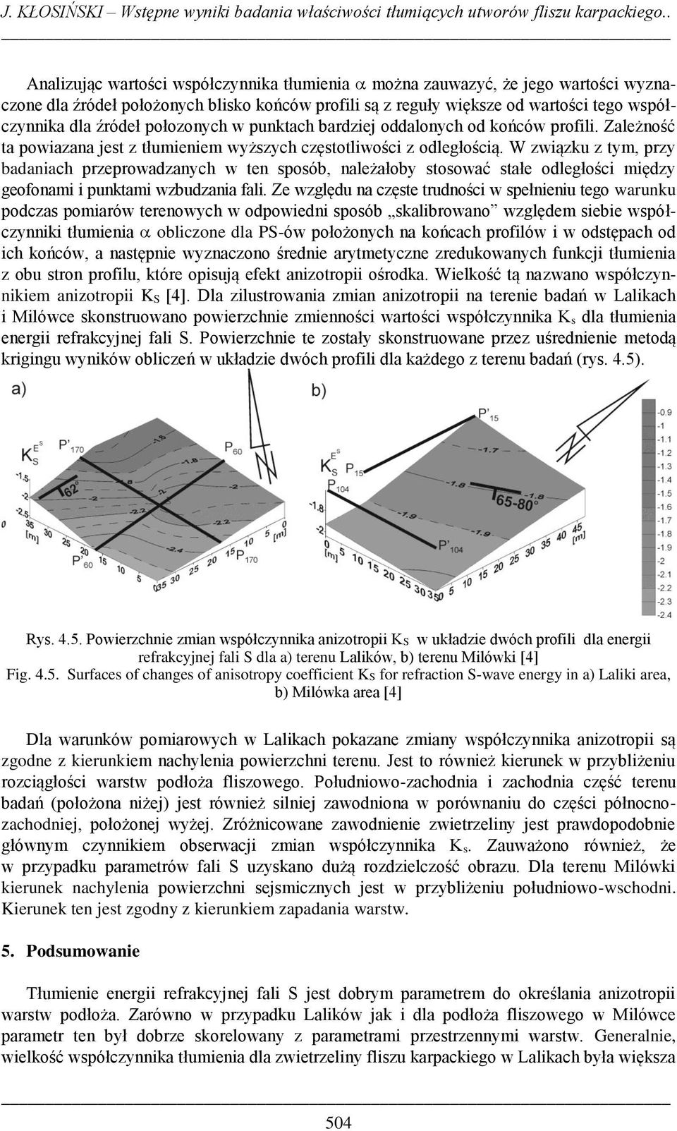 połozonych w punktach bardziej oddalonych od końców profili. Zależność ta powiazana jest z tłumieniem wyższych częstotliwości z odległością.