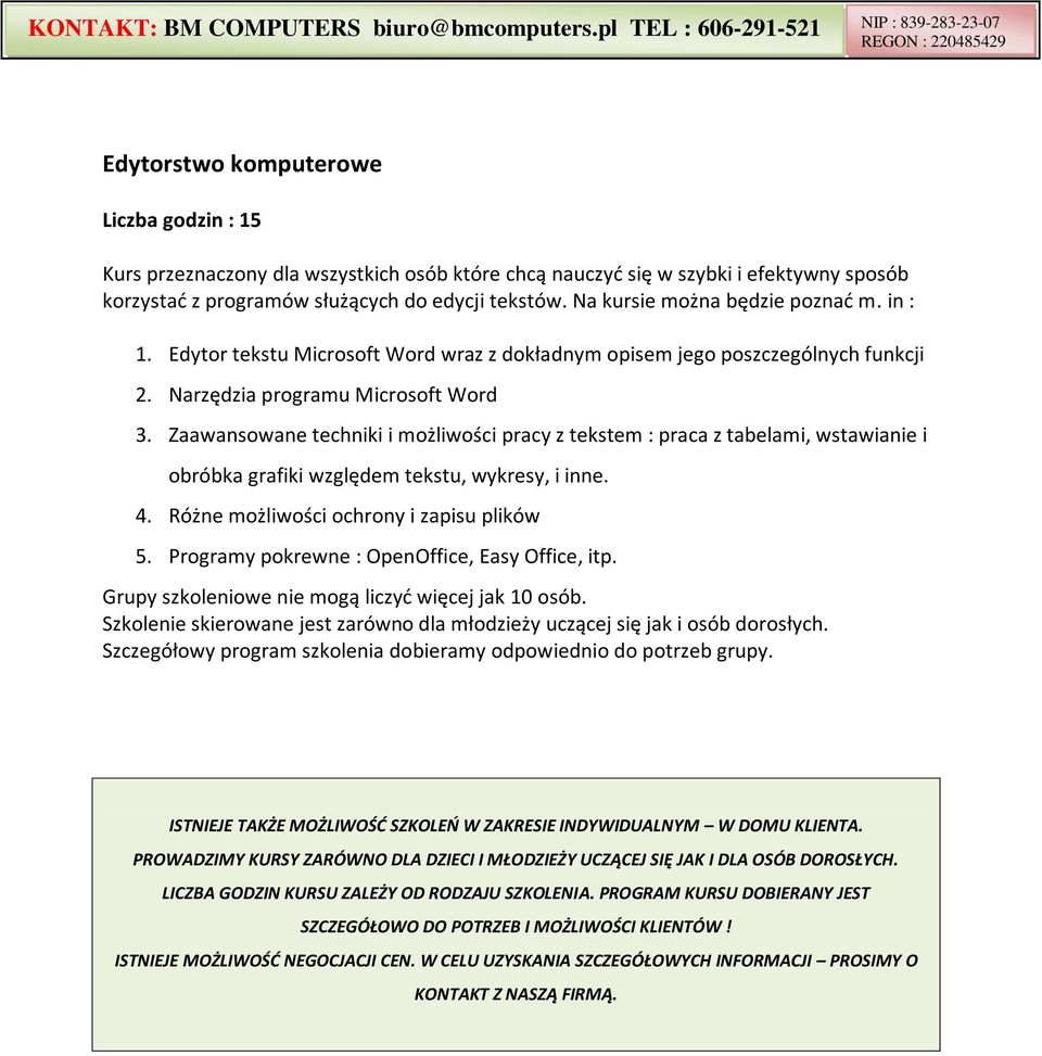 Narzędzia programu Microsoft Word 3.