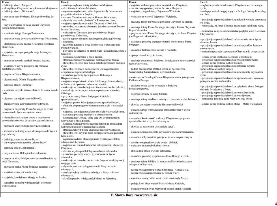 Zbawiciela, wyjaśnia, na czym polegała misja Jezusa jako Zbawiciela, przytacza powody spotkań Jezusa z ludźmi, wyjaśnia, w czym, przejawia się zbawcza działalność Jezusa, przytacza Osiem