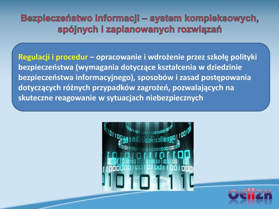 bezpieczeństwa informacyjnego), sposobów i zasad postępowania dotyczących