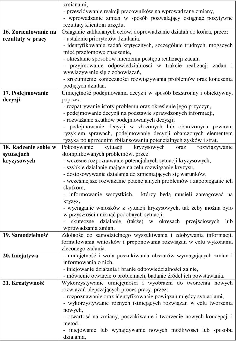 Osiąganie zakładanych celów, doprowadzanie działań do końca, przez: - ustalenie priorytetów działania, - identyfikowanie zadań krytycznych, szczególnie trudnych, mogących mieć przełomowe znaczenie, -